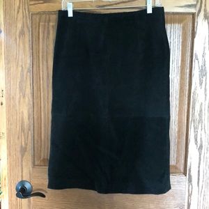 Vintage suede black pencil skirt REAL LEATHER
